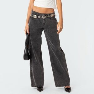 Edikted Raelynn Washed Low Rise Jeans/MEDIUM/